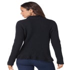 Plus Size Military-Inspired Ribbed Cardigan Sweater image number null