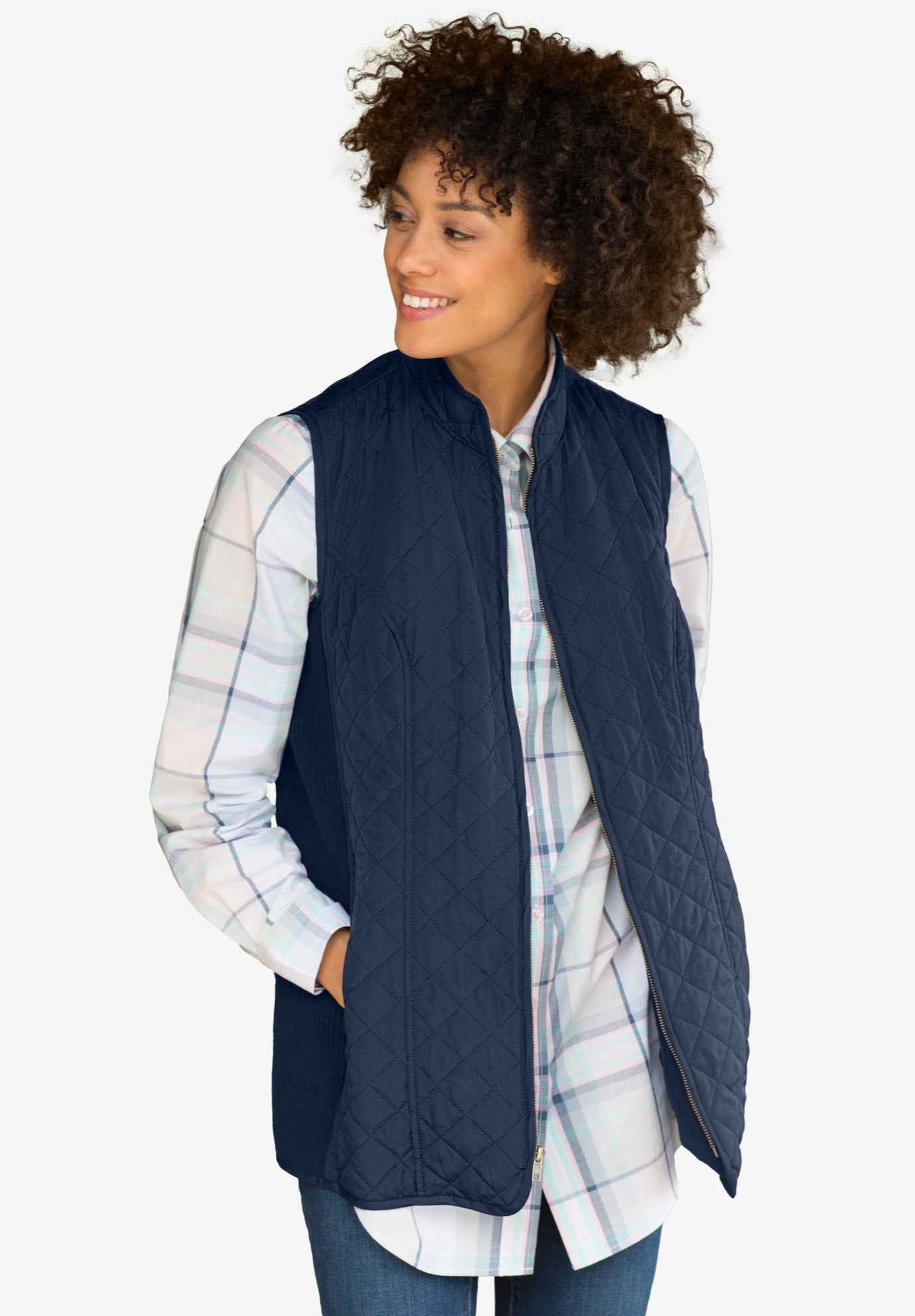 Zip-Front Quilted Vest image number 0
