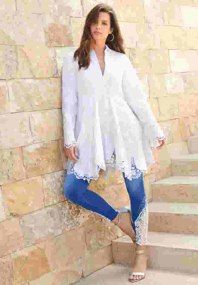 360° Stretch Lace Applique Jean image number 3