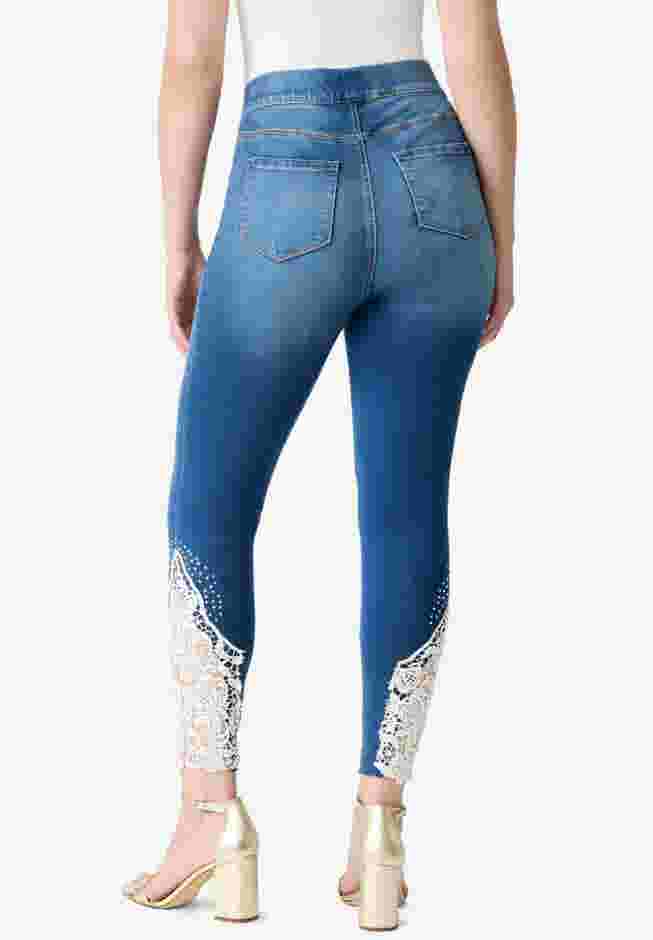 360° Stretch Lace Applique Jean image number 1