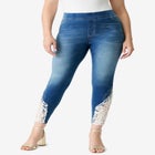 Plus Size 360&deg; Stretch Lace Applique Jean image number null