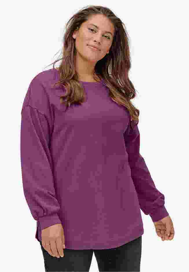 French Terry Blouson Sleeve Sweatshirt Tunic image number 2