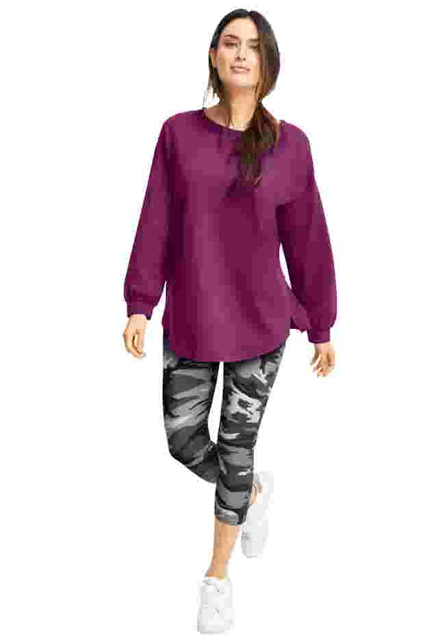 French Terry Blouson Sleeve Sweatshirt Tunic image number 3