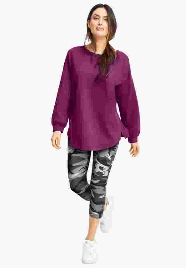 French Terry Blouson Sleeve Sweatshirt Tunic image number 0