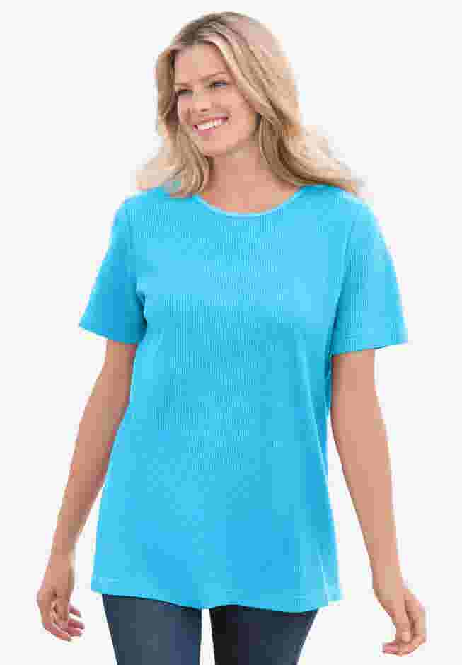 Waffle Thermal Satin Trim Tee image number 0