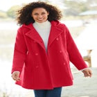 Double-Breasted Hooded Fleece Peacoat image number null