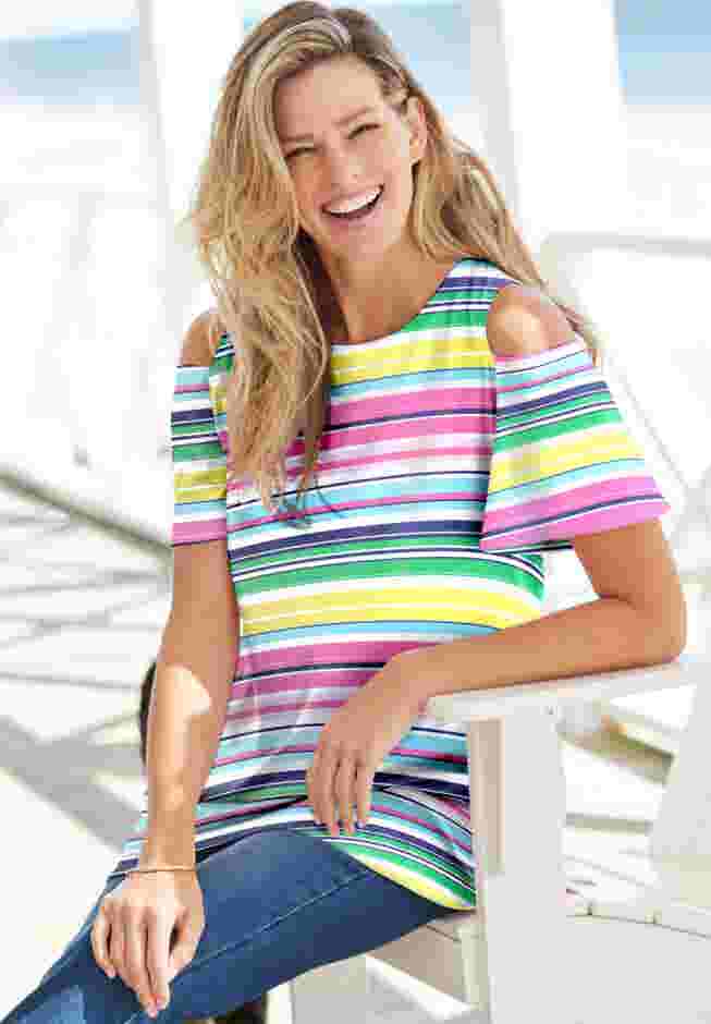 Short-Sleeve Cold-Shoulder Tee image number 7