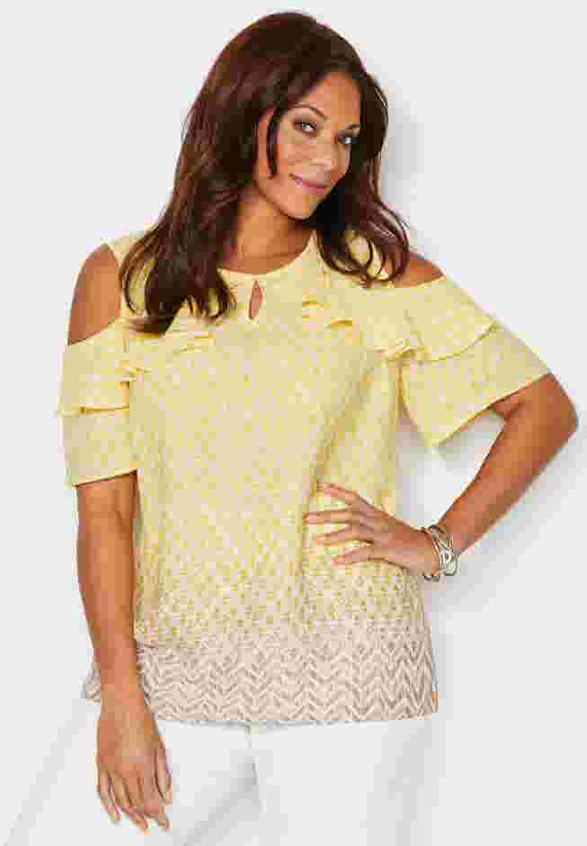 Open-Shoulder Georgette Top image number 0
