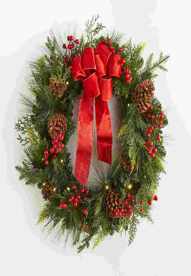 28" Pre-Lit Holiday Classic Wreath image number 0