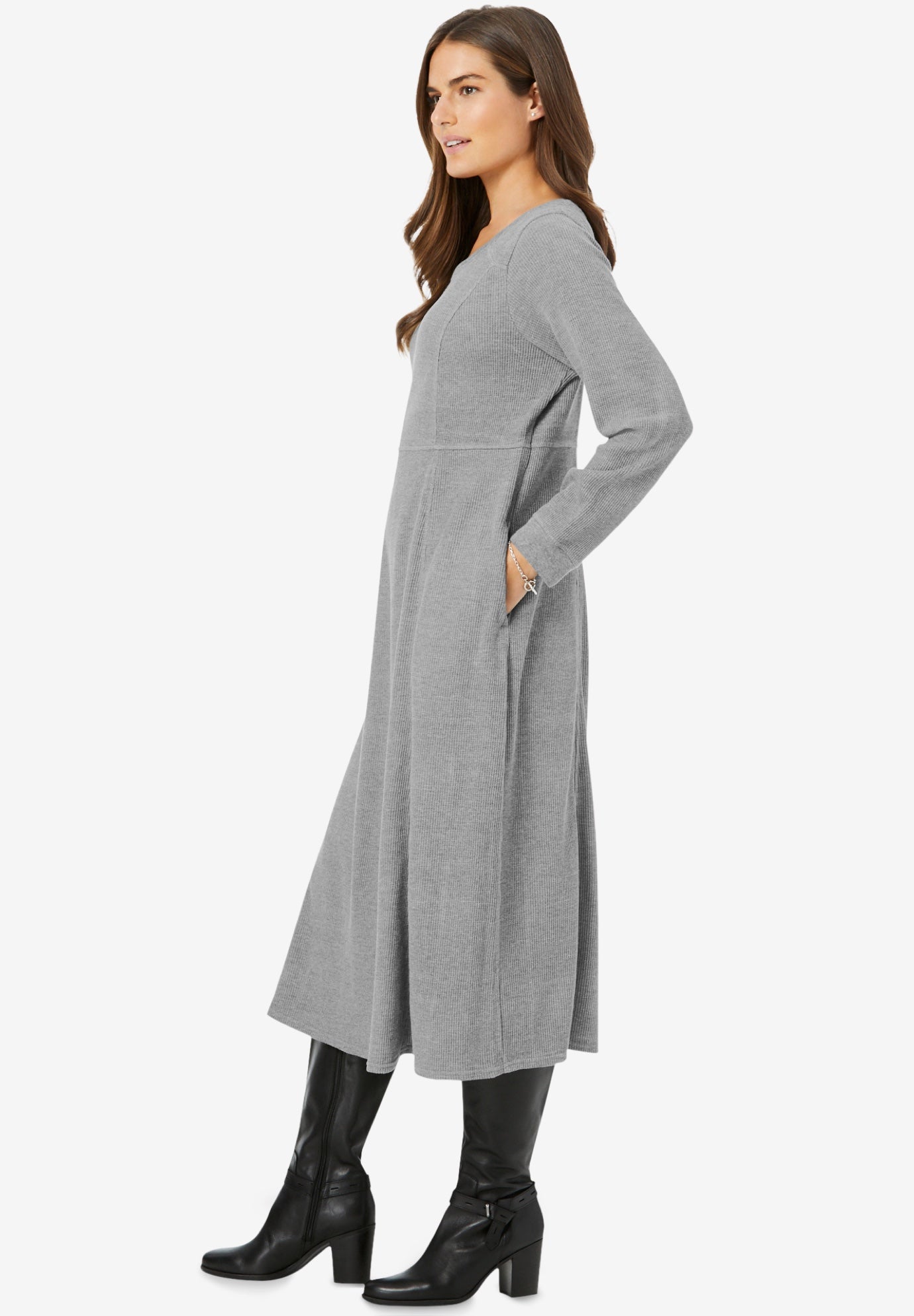 Thermal Knit A-Line Dress image number 2