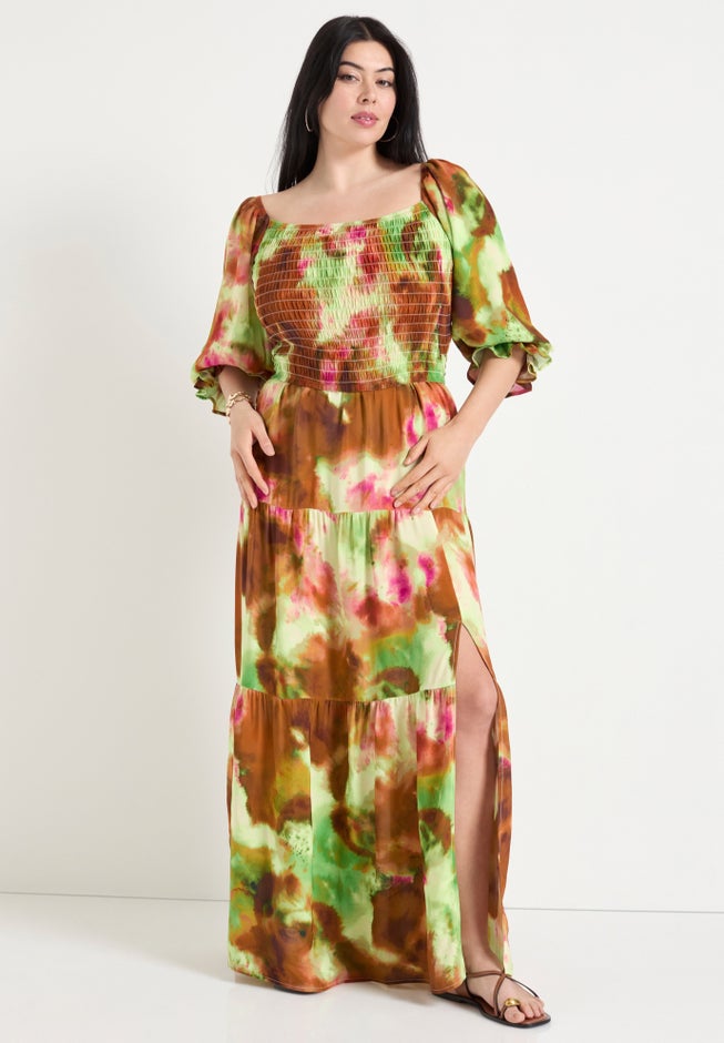 Off-The-Shoulder Smocked Cropped Top image number 3