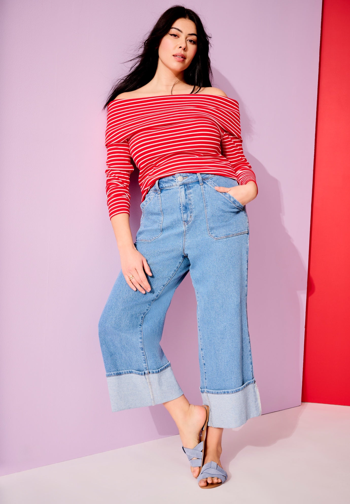 Long-Sleeve Off-The-Shoulder Top image number 0