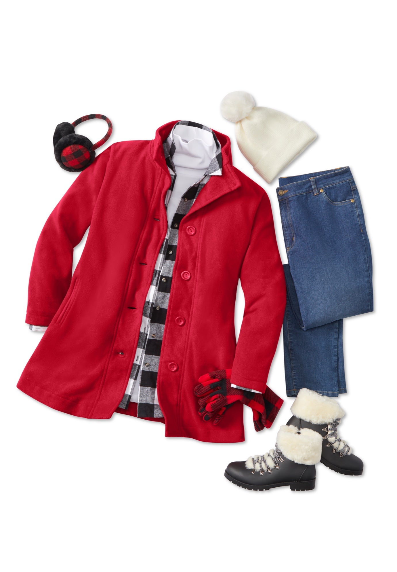 Fleece Swing Funnel-Neck Coat image number 3