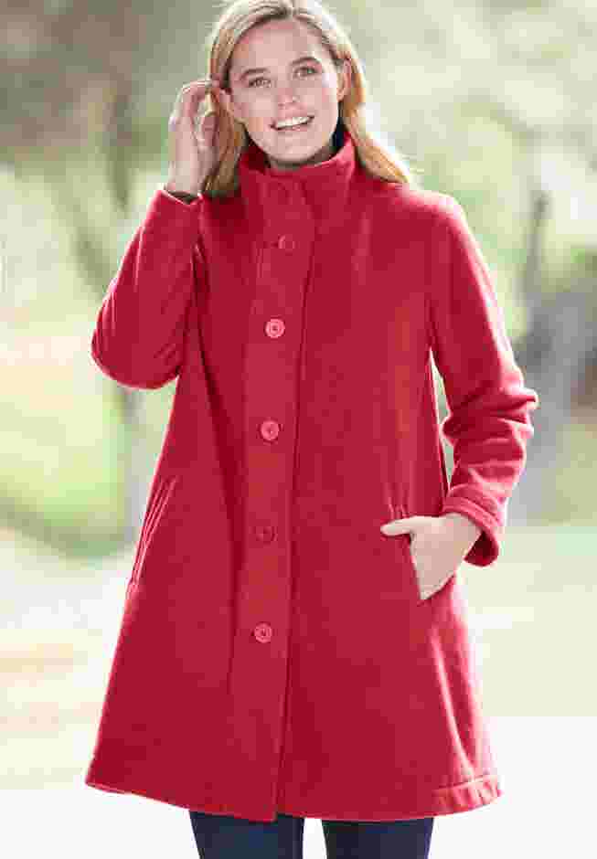 Fleece Swing Funnel-Neck Coat image number 3