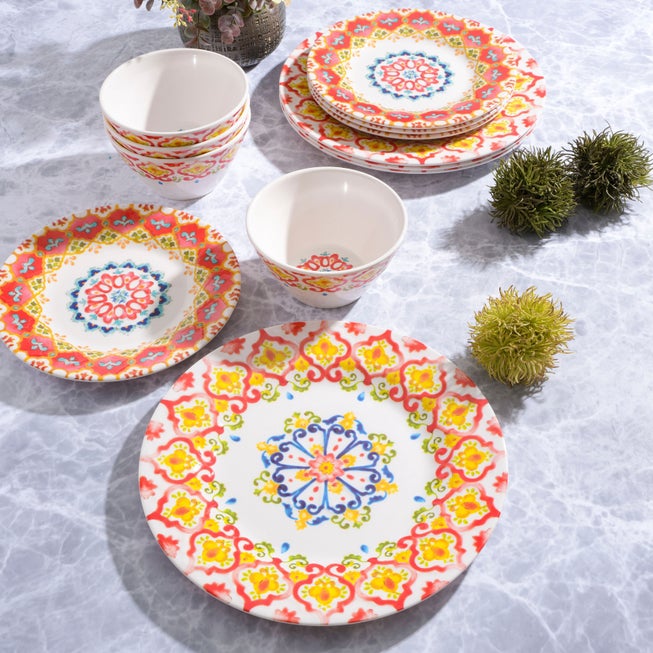 12-Pc. Tamayo Melamine Dinnerware Set image number null
