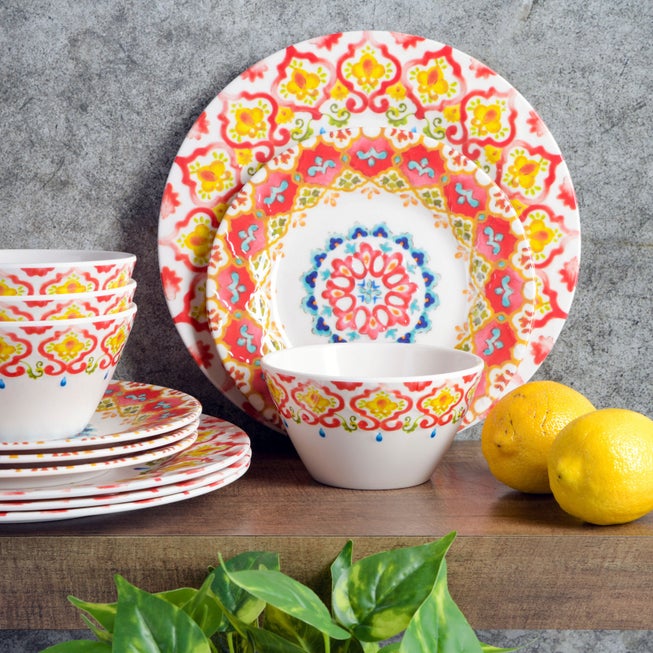 12-Pc. Tamayo Melamine Dinnerware Set image number null