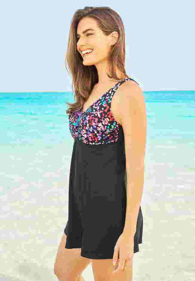 Print Bodice Swim Dress image number 2