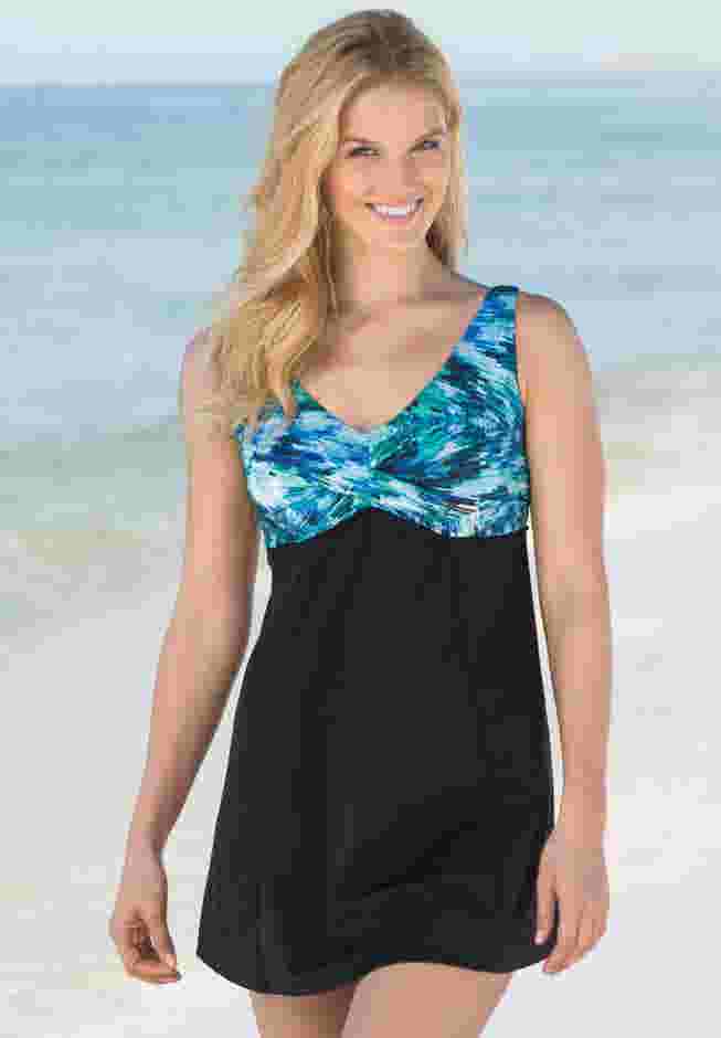 Print Bodice Swim Dress image number 3