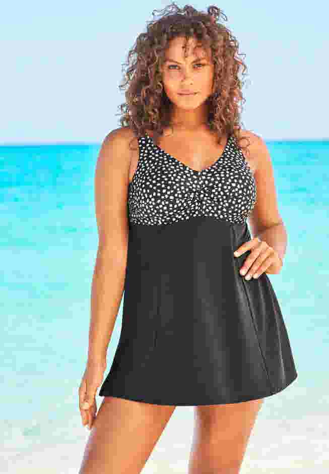 Print Bodice Swim Dress image number 0