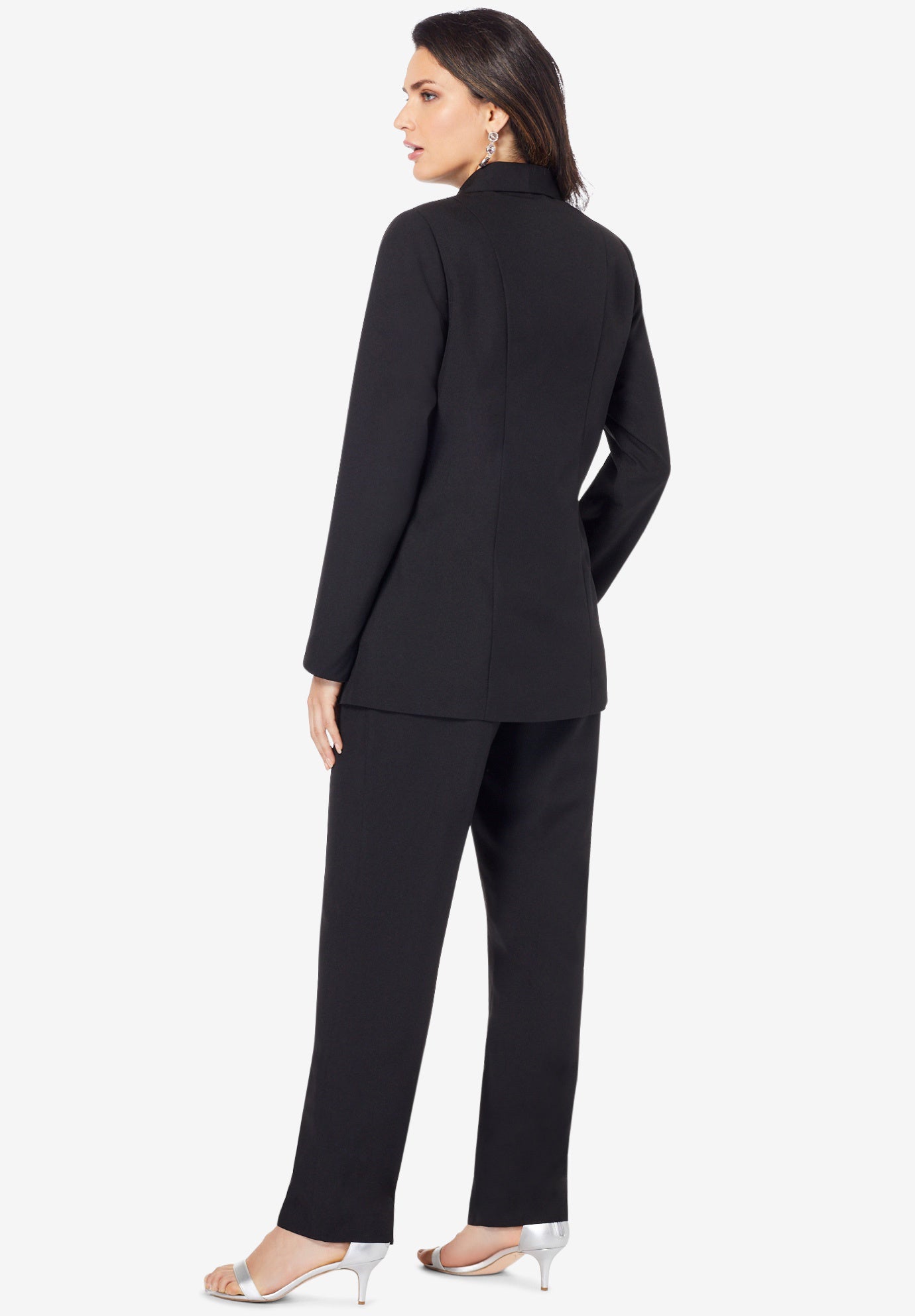Plus Size Long Sleeve Ten-Button Shawl-Collar Pant Suit &ndash; 2-Piece Pant Set image number 4