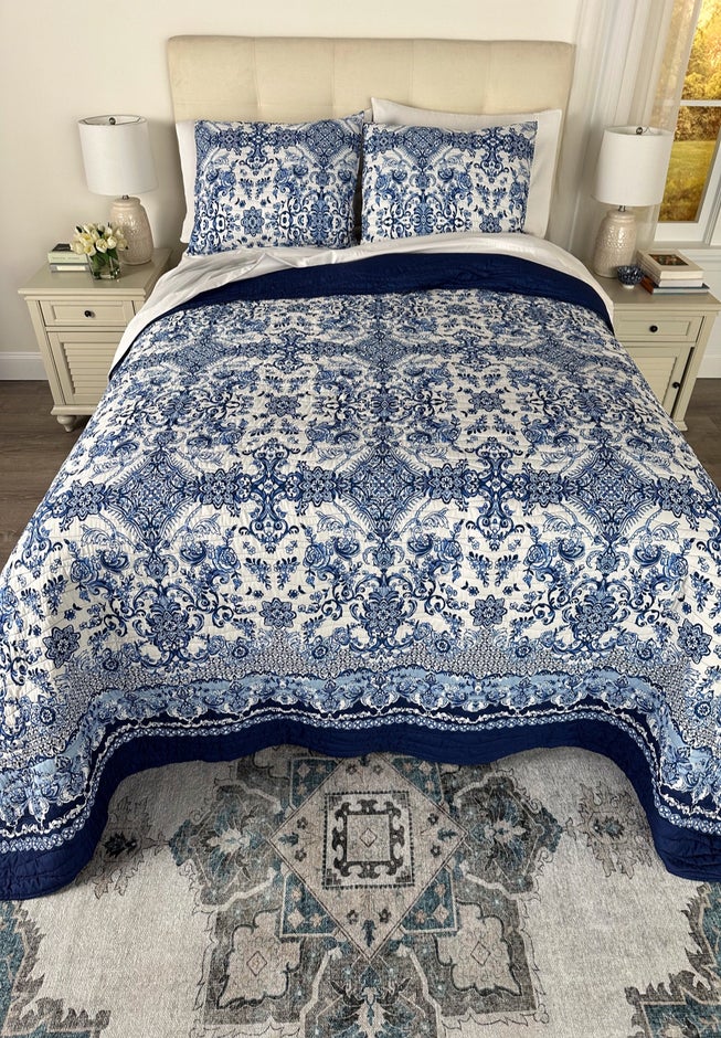 Blue Porcelain 3-Pc. Bedspread Set image number 3