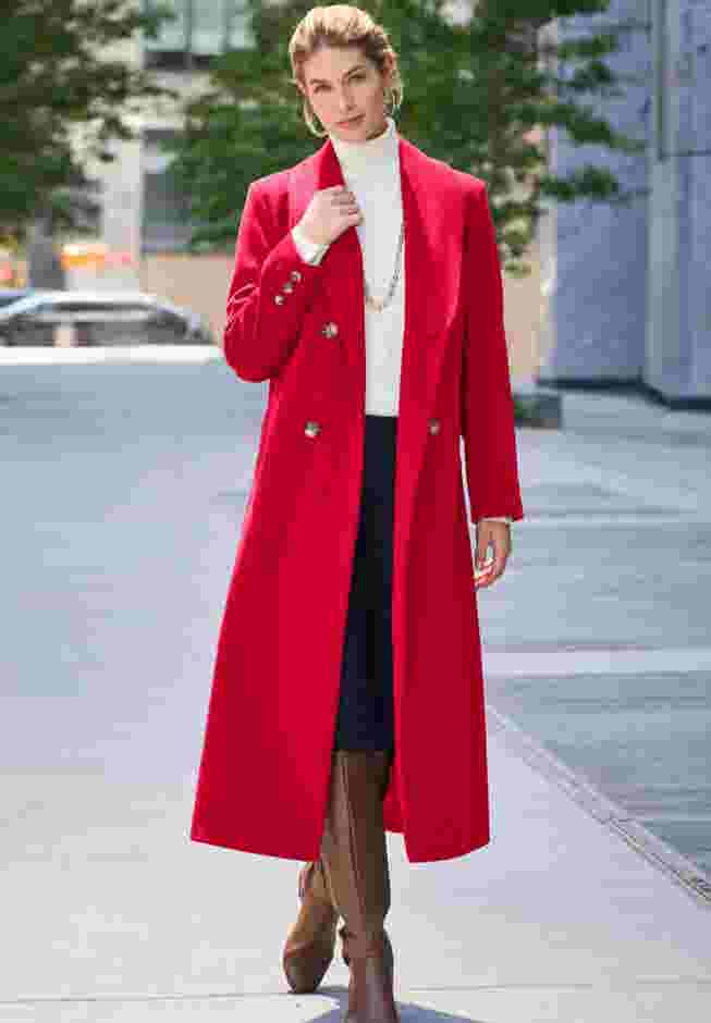 Long Shawl Collar Wool Coat image number 3