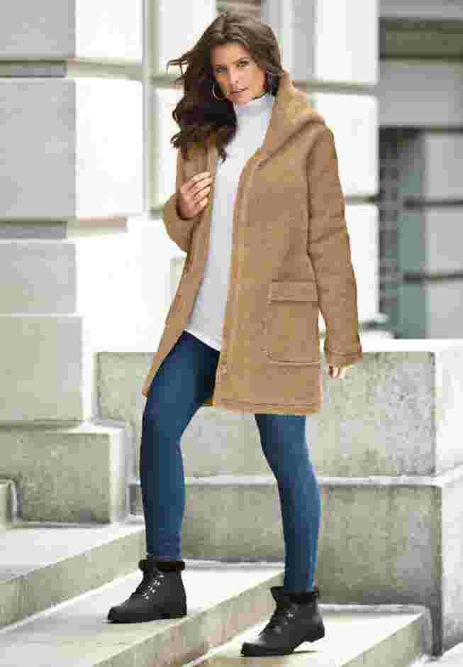 Mid Weight Hooded Teddy Coat image number 4