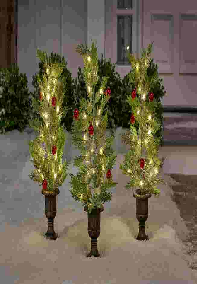 Pre-Lit Pathway Urn Tree, Set of 3 image number 0