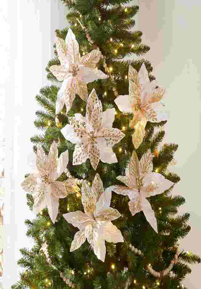 6" Poinsettia Tree Clips, Set of 5 image number 0