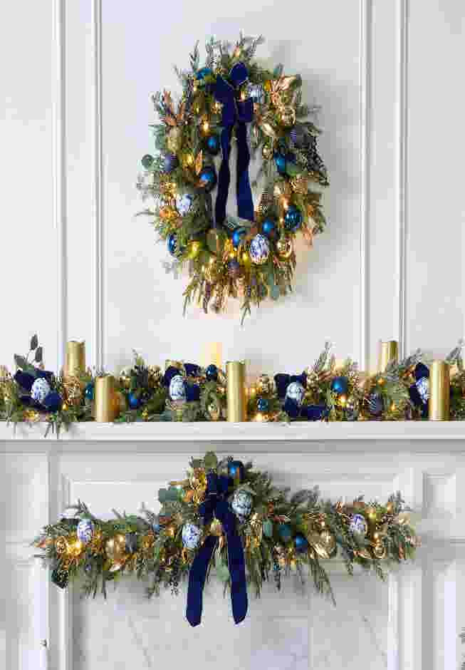 36" Pre-Lit Midnight Blue Swag image number 0