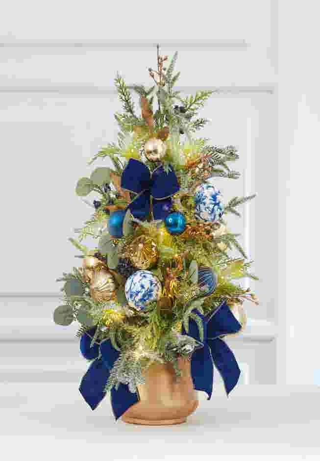 30" Pre-Lit Midnight Blue Urn Tree image number 0