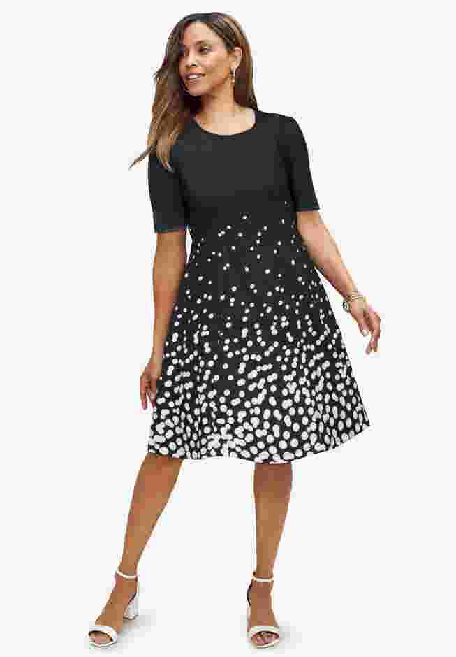 Stretch Ponte Flare Dress image number 0