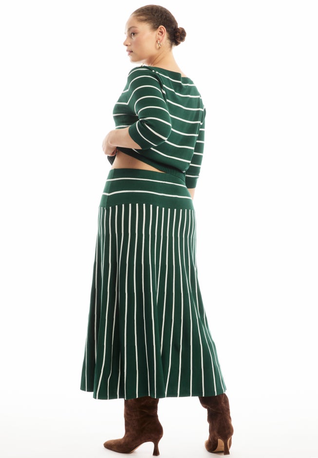 Striped Knit Midi Skirt image number 1