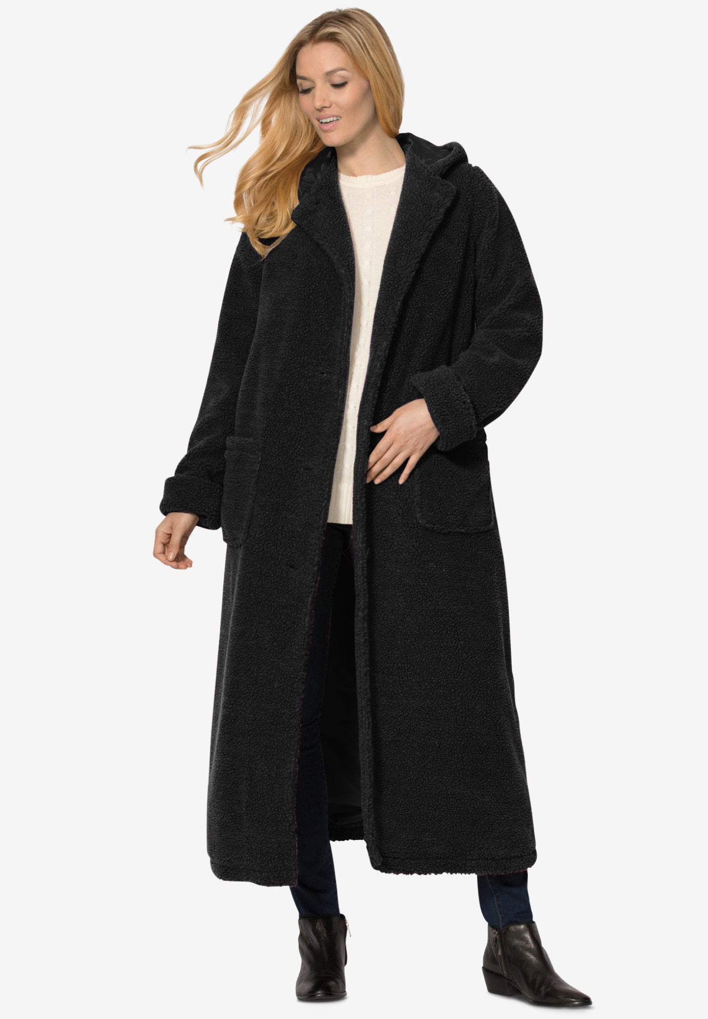 Long Hooded Berber Fleece Coat image number 0