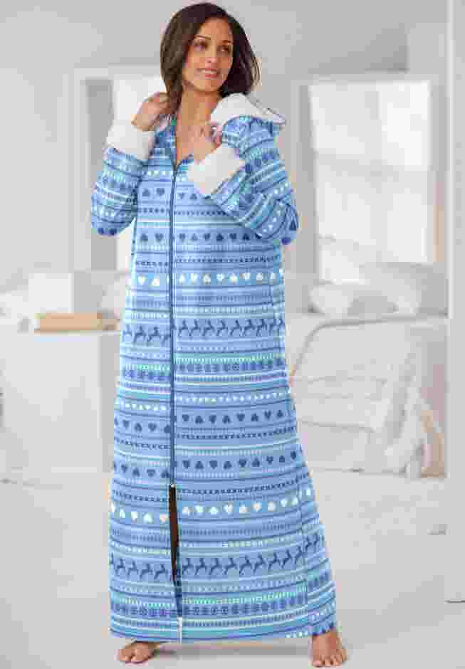 Sherpa-Lined Long Hooded Robe image number 4