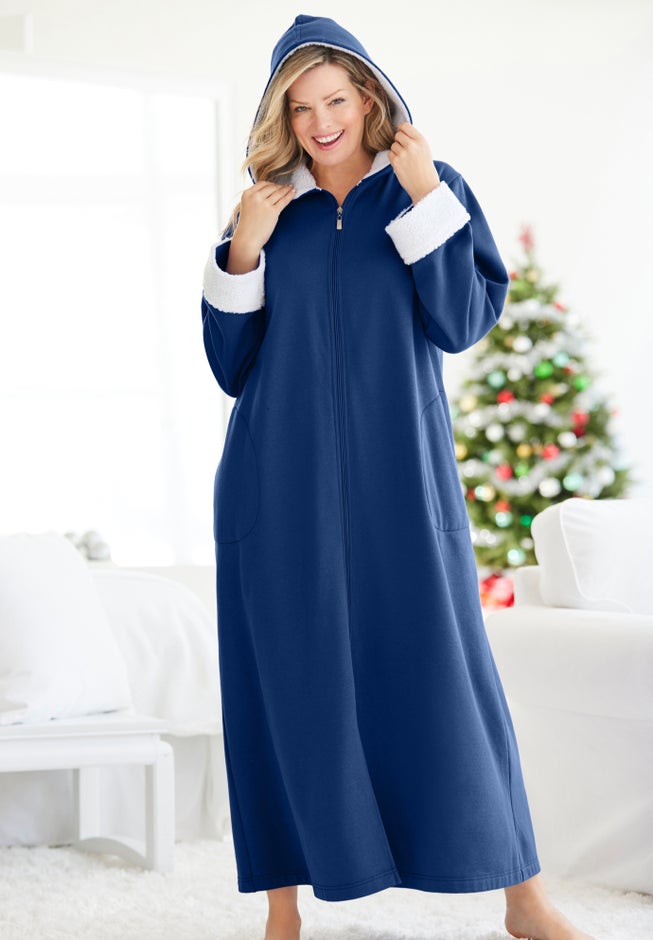 Sherpa-Lined Long Hooded Robe image number 5