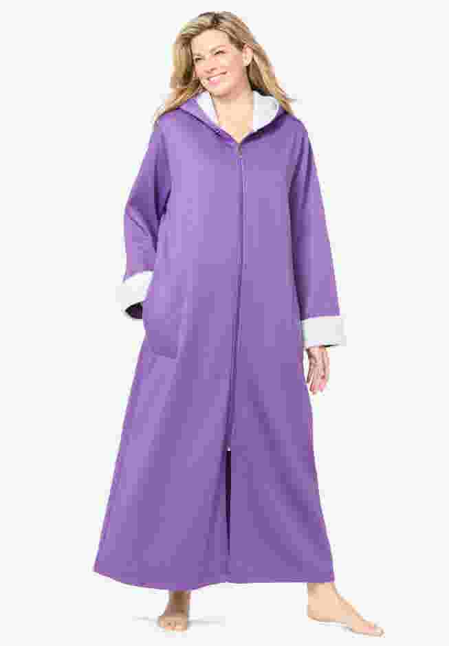 Sherpa-Lined Long Hooded Robe image number 0