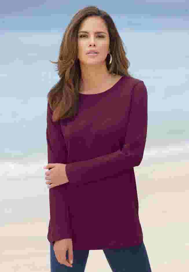 Plus Size Cotton Ultimate Long Sleeve Crewneck Tee image number 9