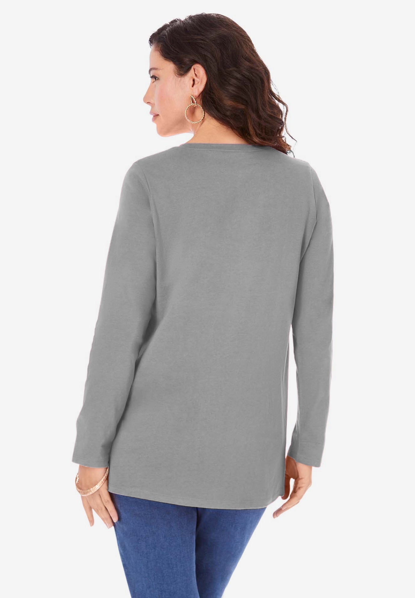 Plus Size Ultimate Cotton Crewneck Long Sleeve Tee image number 1