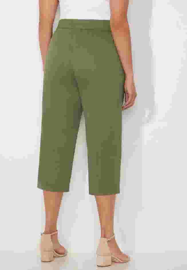 Stretch Knit Waist Cargo Capri image number 1