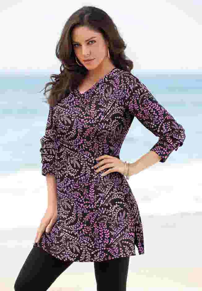 Plus Size Cotton Ultimate Long Sleeve V-Neck Tunic image number 4