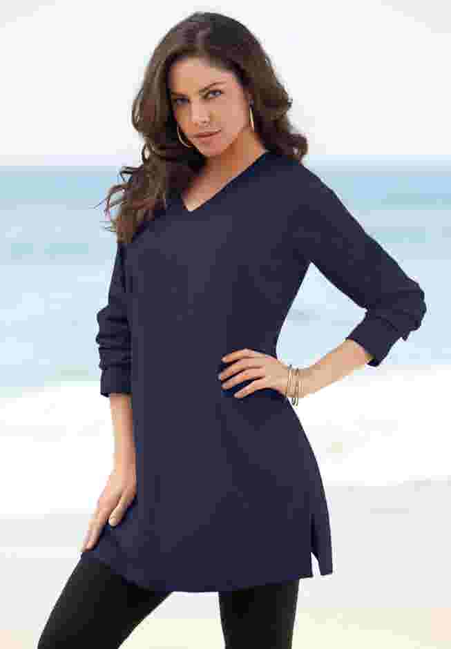 Plus Size Cotton Ultimate Long Sleeve V-Neck Tunic image number 5