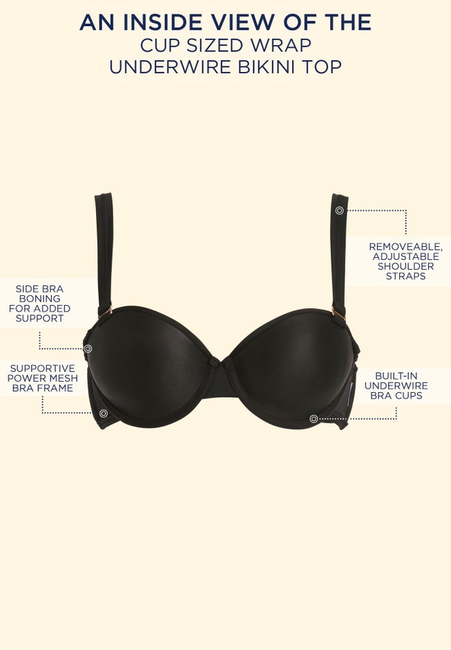Crisscross Cup Sized Bandeau Underwire Wrap Bikini Top image number 5