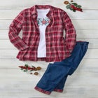 Elastic-Waist Cotton Straight Leg Denim Pant with Flannel Lining image number null