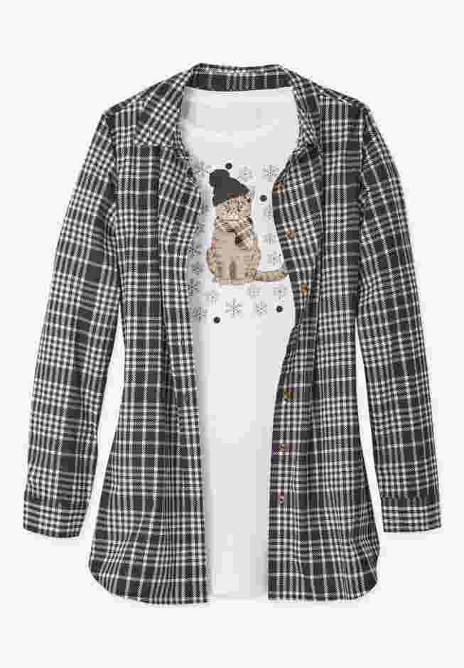 Two-Piece Flannel Shirt and Tee image number 3