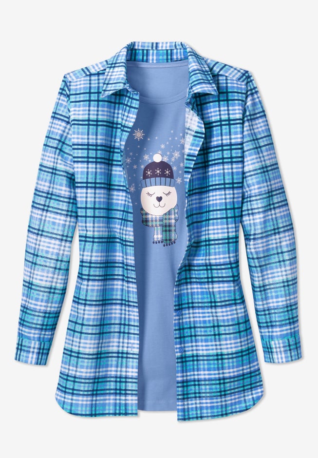Two-Piece Flannel Shirt and Tee image number 4