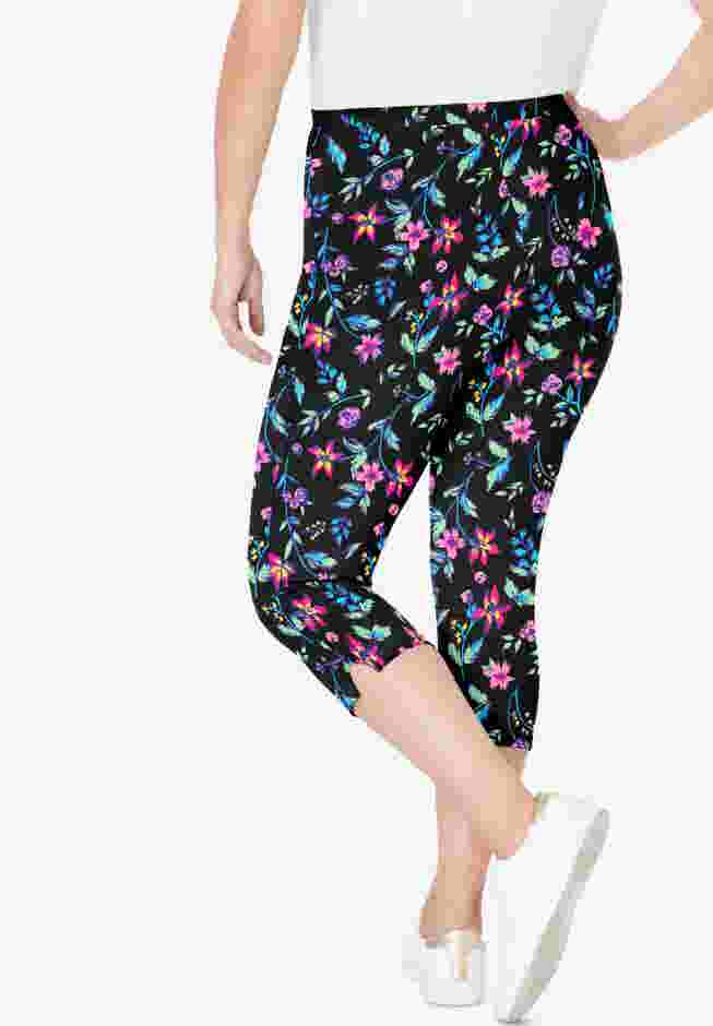 Stretch Cotton Printed Capri Legging image number 1