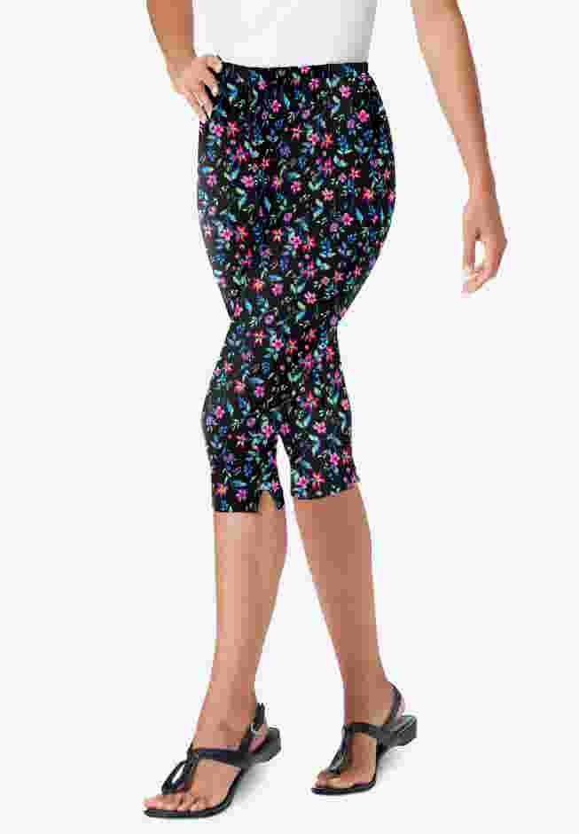 Stretch Cotton Printed Capri Legging image number 0