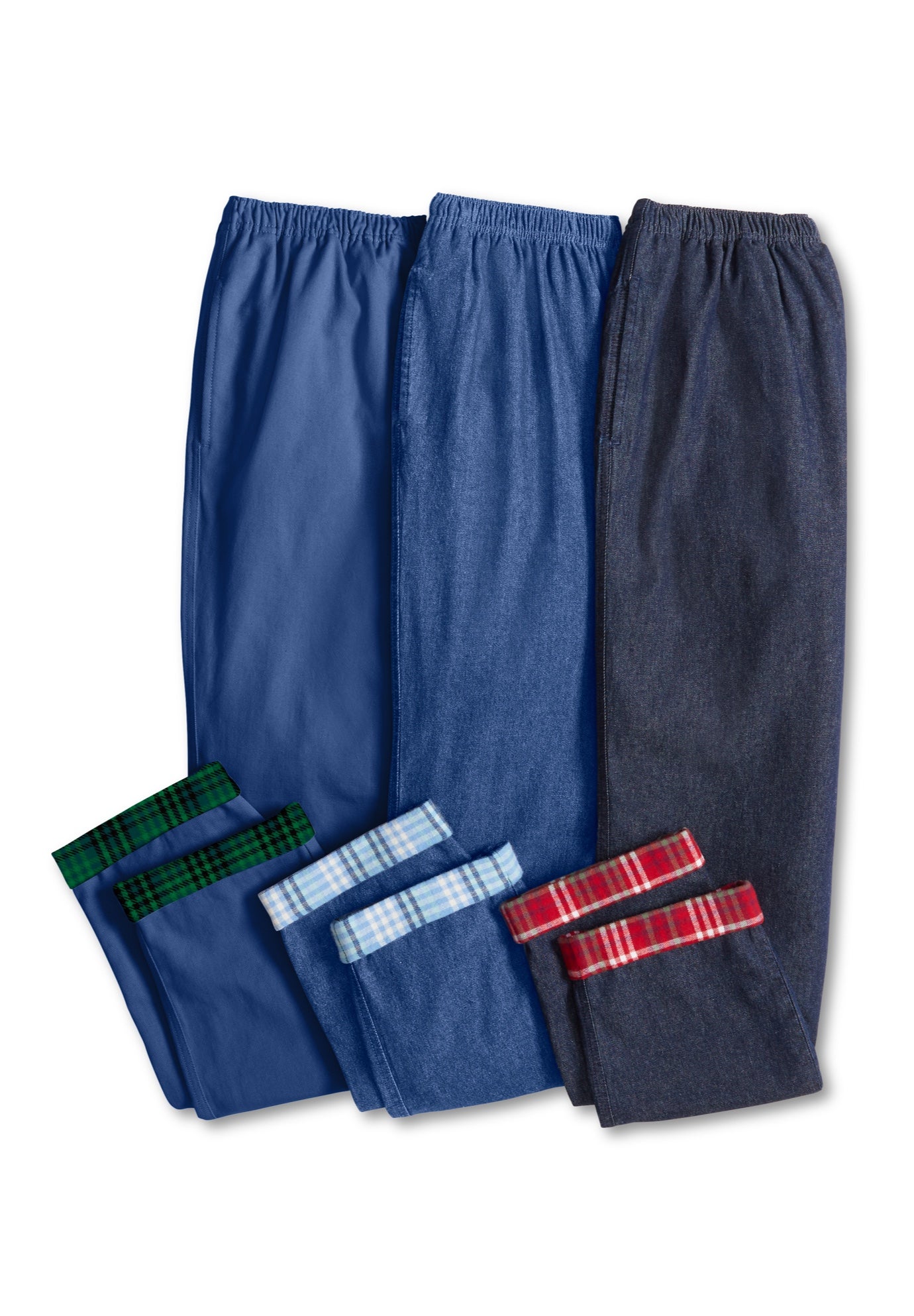 Elastic-Waist Cotton Straight Leg Denim Pant with Flannel Lining image number 4