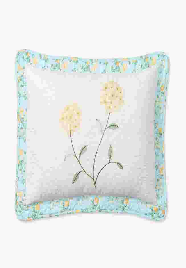 Traditional Margaret Embroidered Shams, Light Blue Yellow | Brylane Home